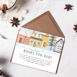 冬のクリスマス村の赤ちゃんシャワーを取る エンクロージャーカード