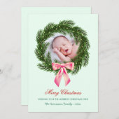 冬のクリスマス松の花輪の写真 ホリデー シーズンカード (正面/裏面)