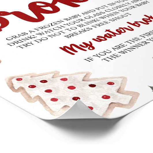 冬のクリスマス私の水は赤ちゃんシャワーゲームを壊した ポスター (角)