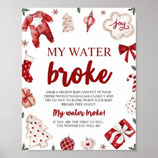 冬のクリスマス私の水は赤ちゃんシャワーゲームを壊した ポスター (正面)