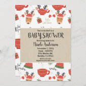 冬のクリスマス素朴クラフトホリデーベビーシャワー 招待状 (正面/裏面)