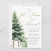 冬のクリスマス結婚したシーズンエレガントな結婚式 招待状 (正面)