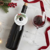 冬のクリスマス結婚パーティーの松の花束 ワイングラスタグ