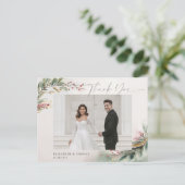 冬のクリスマス結婚ロマンチック写真ありがとう ポストカード (スタンド正面)