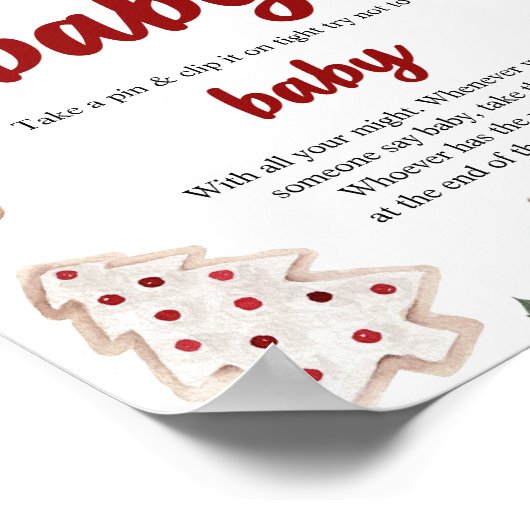 冬のクリスマス言わないベビー赤ちゃんシャワーゲーム ポスター (角)