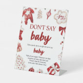 冬のクリスマス言わないベビー赤ちゃんシャワーゲーム 台座サイン (正面)