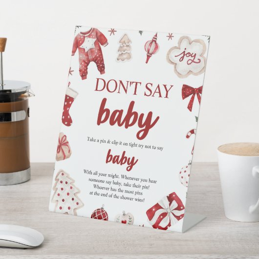 冬のクリスマス言わないベビー赤ちゃんシャワーゲーム 台座サイン (インサイチュ)