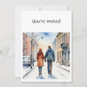 冬のクリスマス記念日シティカップル冬 招待状 (正面)