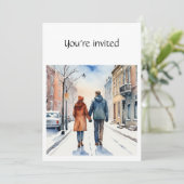 冬のクリスマス記念日シティカップル冬 招待状 (スタンド正面)