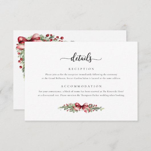 冬のクリスマス詳細エンクロージャカード サンキューカード (正面/裏面)