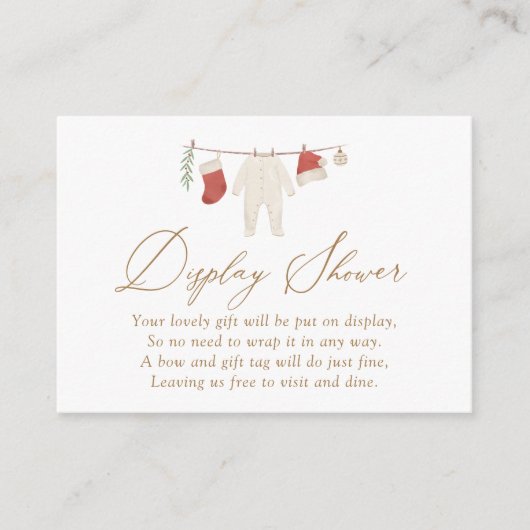 冬のクリスマス赤ちゃん服ディスプレイシャワー エンクロージャーカード (正面)