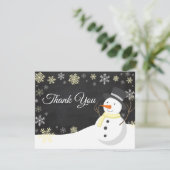 冬のクリスマス雪だるまイエローサンキューカード サンキューカード (スタンド正面)