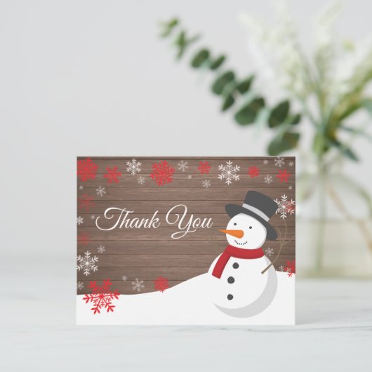 冬のクリスマス雪だるまサンキューカード サンキューカード (スタンド正面)