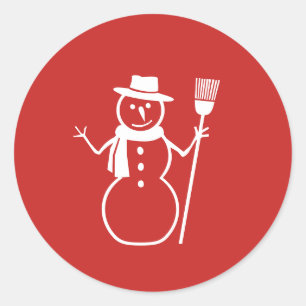冬のクリスマス雪だるまシール ラウンドシール