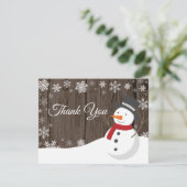 冬のクリスマス雪だるまスノーフレークサンキューカード サンキューカード (スタンド正面)