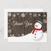 冬のクリスマス雪だるまスノーフレークサンキューカード サンキューカード (正面/裏面)