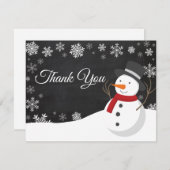 冬のクリスマス雪だるま雪片サンキューカード サンキューカード (正面/裏面)