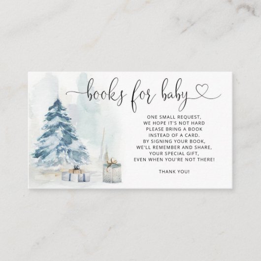 冬のクリスマス雪の本ベビーチケット エンクロージャーカード (正面)