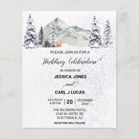 冬のクリスマス雪景色予算 チラシ (正面)