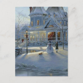 冬のクリスマス雪景色 シーズンポストカード