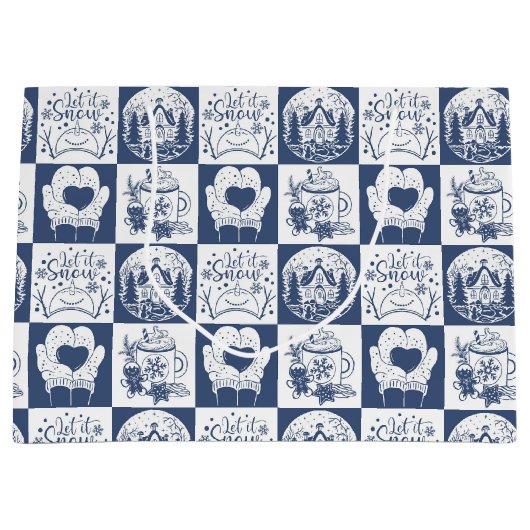 冬のクリスマス雪 ラージペーパーバッグ (正面)