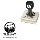 冬のクリスマス飛んでいるサンタレー ラバースタンプ (押印)