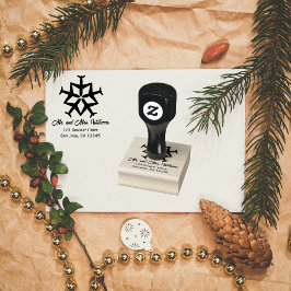 冬のクリスマス飛行機スノーフレーククール航空 ラバースタンプ