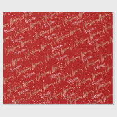 冬のクリスマス黄金のメリースクリプト ラッピングペーパー (フラット)