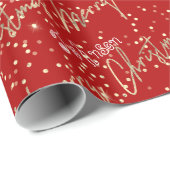 冬のクリスマス黄金のメリースクリプト ラッピングペーパー (ロールコーナー)