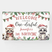 冬のクリスマス1st誕生日パーティーかわいいラックス 横断幕 (横)