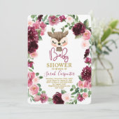 冬のクリスマス かわいい鹿の赤ちゃんのシャワー 女の子 招待状 (スタンド正面)