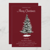 冬のクリスマス：トレンディー冬のモダンパーティー 招待状 (正面/裏面)