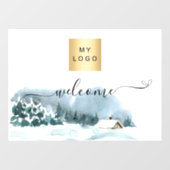 冬のクリスマス ビジネス ロゴ ウェルカム ウィンドウサイン (シート)