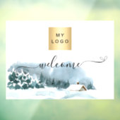 冬のクリスマス ビジネス ロゴ ウェルカム ウィンドウサイン (シート3)