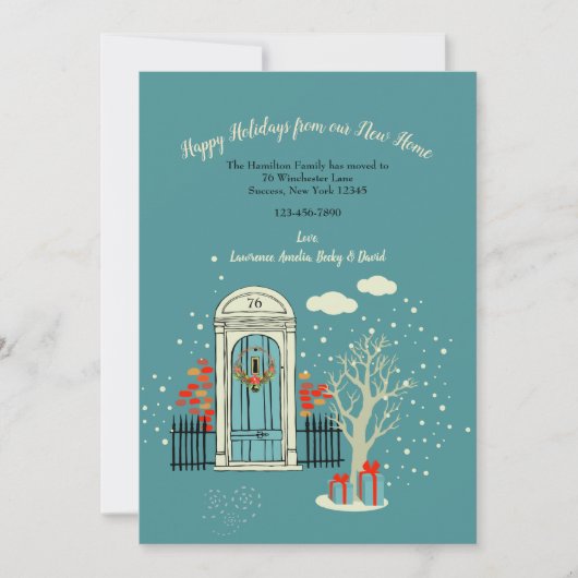 冬のクリスマス フロントドア 2 引っ越しのお知らせ 招待状 (正面)