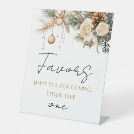 冬のクリスマス ブライダルシャワーの贈り物 テーブル 台座サイン