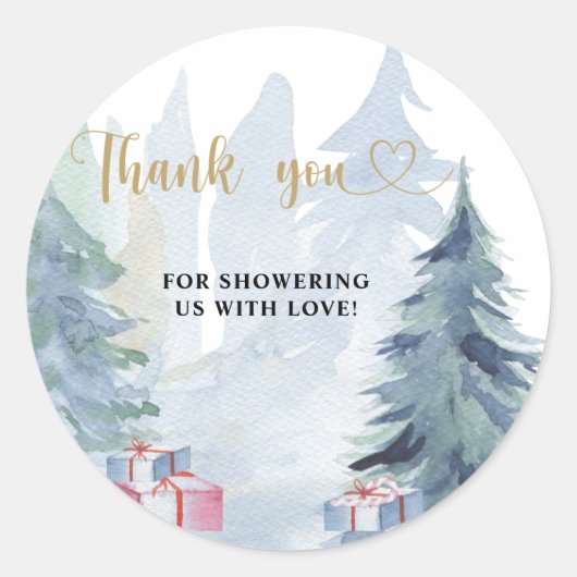 冬のクリスマス・ベビーシャワーのお礼 ラウンドシール (正面)