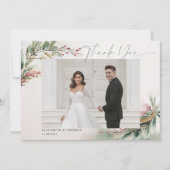 冬のクリスマス ロマンチック ウェディング フォト ありがとうございます サンキューカード (正面)