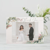 冬のクリスマス ロマンチック ウェディング フォト ありがとうございます サンキューカード (スタンド正面)