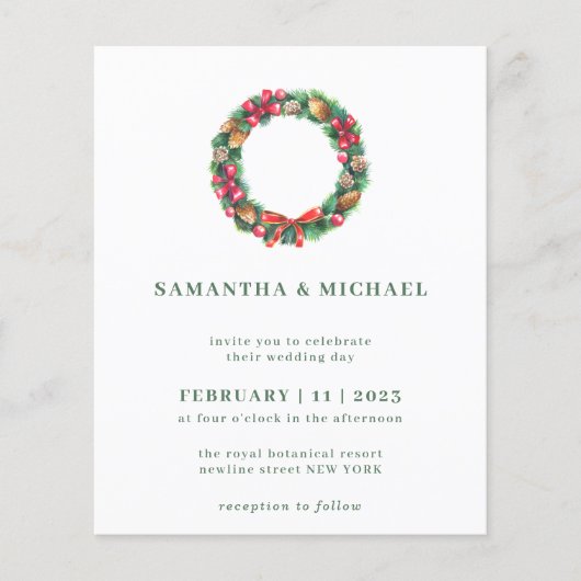 冬のクリスマス　予算簡単おしゃれ結婚式 チラシ (正面)