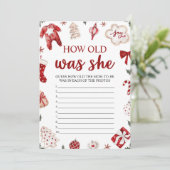 冬のクリスマス 彼女は赤ちゃんを産む時何歳だった? ベビーシャワーゲーム 招待状 (スタンド正面)