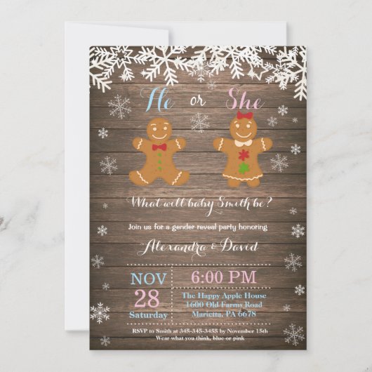 冬のクリスマス　性別発表の招待状 招待状 (正面)