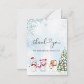 冬のクリスマス 水彩 ベビーシャワー ノートカード (正面)