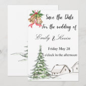 冬のクリスマス 結婚式 招待状 (正面/裏面)
