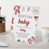 冬のクリスマス 赤ちゃんの名前を言わないで ベイビーシャワーゲーム 台座サイン (インサイチュ)