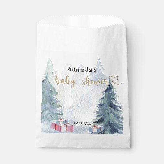 冬のクリスマス – 赤ちゃんシャワー フェイバーバッグ (正面)