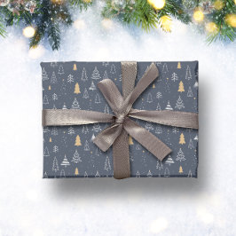 冬のクリスマス(青) ラッピングペーパー