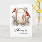 冬のクリスマス（鳥）ショウジョウコウカンチョウの鳥 カード (黄色い花)