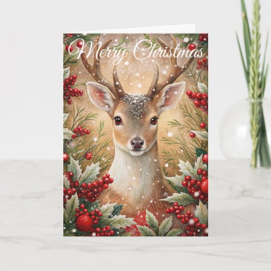 冬のクリスマス 鹿 シーズンカード (正面)
