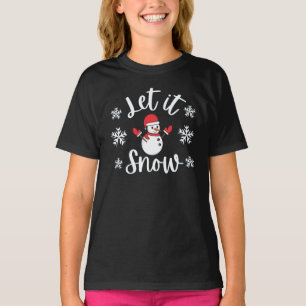 冬のクリスマスTシャツを雪に染めよう Tシャツ
